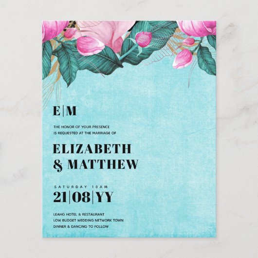 バジェット結婚ピンク牡丹のオールインワン チラシ (正面)