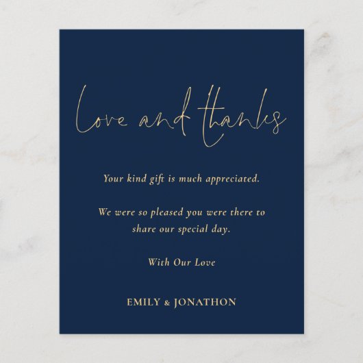 バジェット結婚フォトの愛のスクリプ感謝していトNavy金ゴールド (正面)