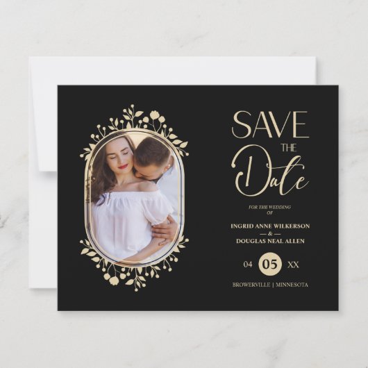 バジェット結婚ブラックのファンシーオーナメント枠の花 (正面)