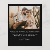 バジェット結婚ブラックの写真サンキューカード (裏面)