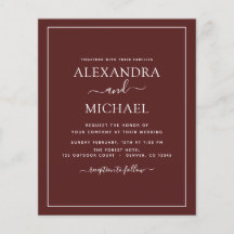 バジェット結婚ブルゴーニュとフォト招待状フライ