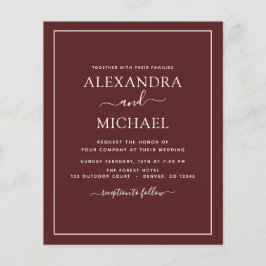 バジェット結婚ブルゴーニュとフォト招待状フライ チラシ