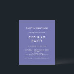 バジェット結婚ブルーの夕べパーティー招待状<br><div class="desc">より小さいサイズ4.5 x 5.6インチ半光沢110ポンドの重量に代わるコストのBUDGETの値は、ポストカードと同様の厚さ（ただし、ポストカードとして使用するには適さない）。1枚につき1枚の招待状がある。シンプルブルー結婚の夕べパーティー招待状。ペリウィンクルブルーバイオレットの背景に。詳細に文字をパーソナライズする簡単と、必要な各面のタイポグラフィと背景の色を変更するもしは、さらにオプションを使用して任意の選択に変更カスタマイズできます。</div>