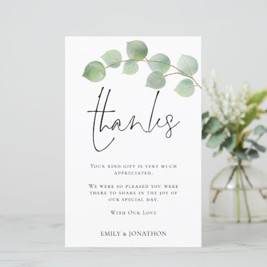 バジェット結婚ユーカリの3枚の写真引用文感謝してい (スタンド正面)