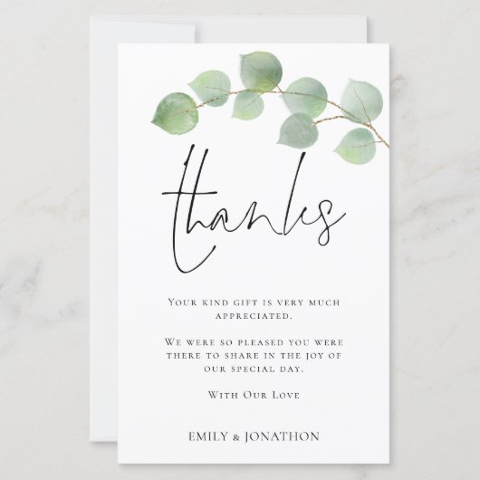 バジェット結婚ユーカリの3枚の写真引用文感謝してい (正面)