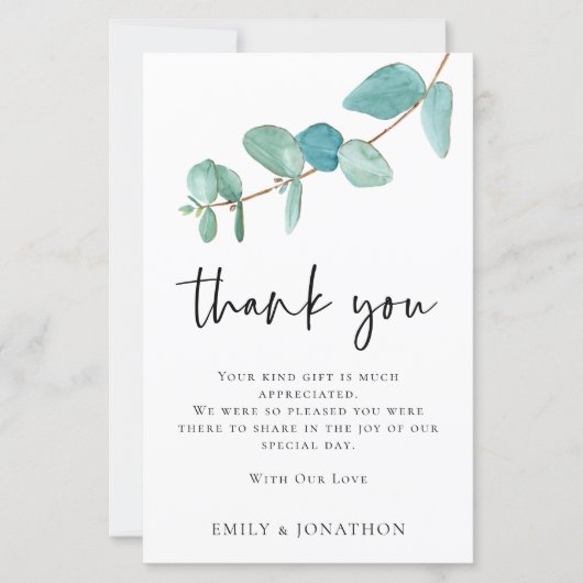 バジェット結婚ユーカリの3枚の写真引用文感謝してい (正面)