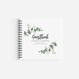 バジェット結婚ユーカリプタスシンプルラスティックゲストブック ノートブック