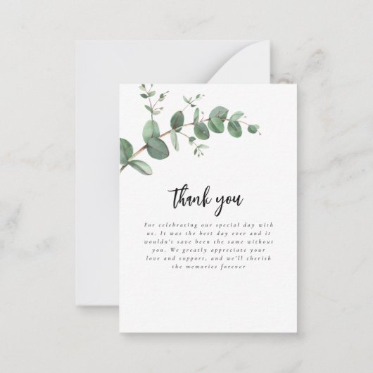 バジェット結婚ユーカリプタス緑の詳細感謝していユーザ ノートカード (裏面)