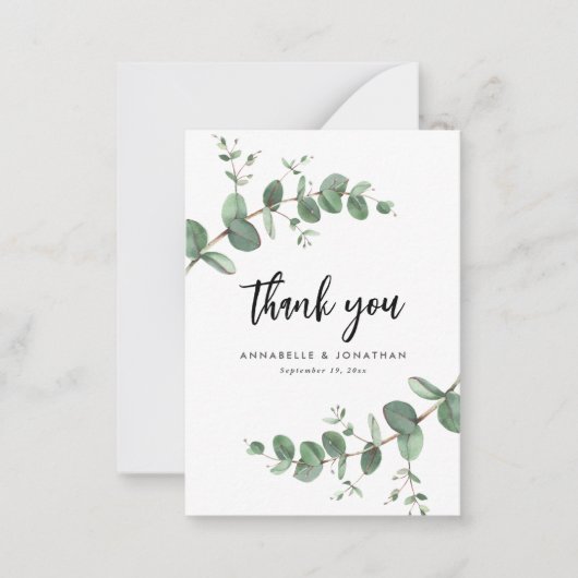 バジェット結婚ユーカリプタス緑の詳細感謝していユーザ ノートカード (正面)
