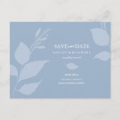 バジェット結婚式の日付の埃っぽい青を保存 案内ポストカード (正面)