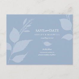 バジェット結婚式の日付の埃っぽい青を保存 案内ポストカード