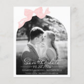 バジェット結婚式を保存する日付招待状ボウフォト (正面)