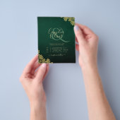 バジェット結婚式招待状エメラルドグリーン金ゴールドレース チラシ (手)