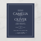 バジェット結婚式招待状ネイビーブルーホワイトクラシック チラシ (正面)