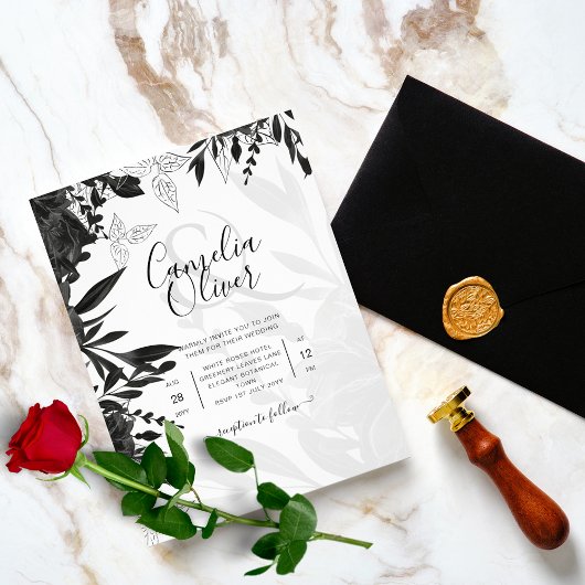 バジェット結婚式招待状ブラックバラゴシック チラシ