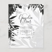 バジェット結婚式招待状ブラックバラゴシック チラシ (正面)