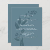 バジェット結婚式招待状素朴ブルーボタニカル (正面/裏面)