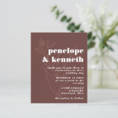 バジェット結婚式招待状素朴 – ブラウン植物学 (スタンド正面)