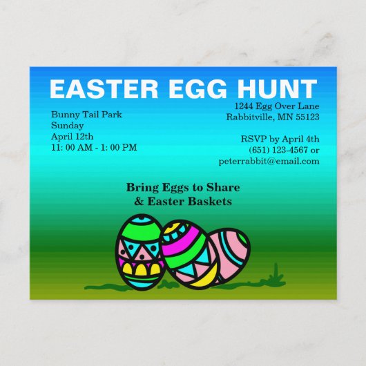 バジェット絵を描エッグイースターエッグ狩り招待状 ポストカード (正面)