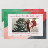 バジェット絵を描抽象芸術ニューホームフォトホリデーカード (正面/裏面)