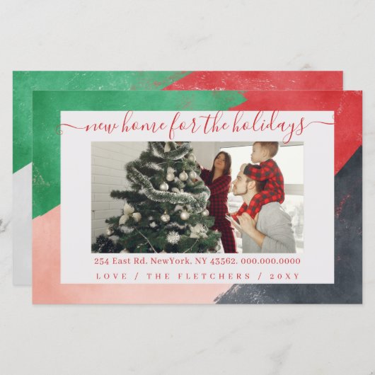 バジェット絵を描抽象芸術ニューホームフォトホリデーカード (正面/裏面)