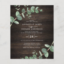 バジェット緑のユーカリ暗黒木材の素朴結婚な