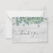 バジェット緑のユーカリ結婚プスのサンキューノート ノートカード (正面)