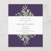 バジェット緑の紫結婚の写真招待状 (正面)