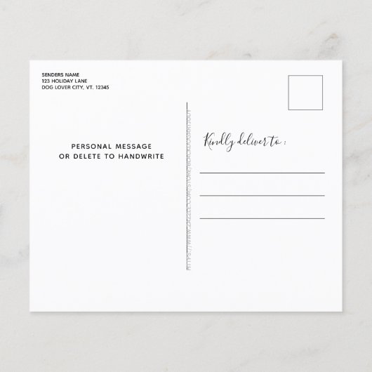 バジェット縁どコリードッグメリークリスマスポストカード (裏面)