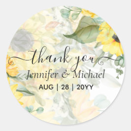 バジェット美しいヒマワリ結婚の緑 ラウンドシール