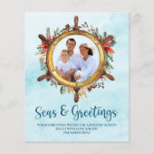 バジェット航海のシーズグリーティングフォトホリデーカード (正面)