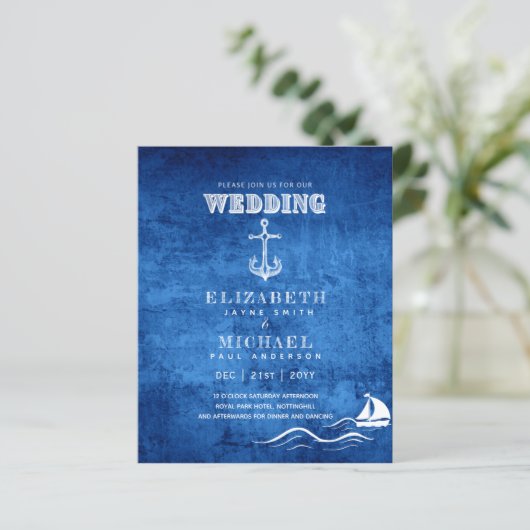 バジェット航海のセーリング目的地ウェディング招待状 (スタンド正面)