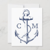 バジェット航海のネイビーいかり結婚式招待状 (裏面)