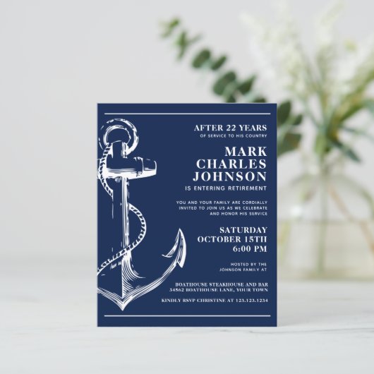 バジェット航海のネイビーいかり退職招待状 (スタンド正面)
