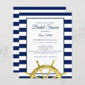 バジェット航海のネイビー金ゴールドブライダルシャワー招待 (正面/裏面)