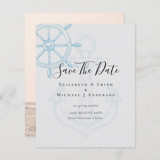 バジェット航海の写真救日付き海ビーチ海 (正面/裏面)