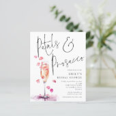 バジェット花びらプロセッコガラスブライダルシャワー招待状 (スタンド正面)