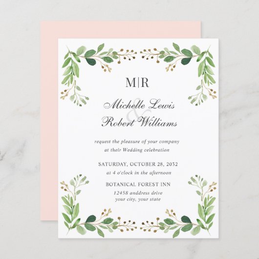 バジェット葉グリーン春庭園の結婚式 (正面/裏面)