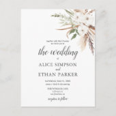 バジェット葉ボホーパムパグラス結婚ズ インビテーションポストカード (正面)