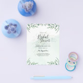 バジェット葉ユーカリグリー結婚のQRコード チラシ (シングル)