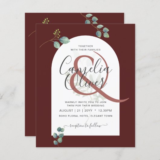 バジェット葉ユーカリーオーバーレイ結婚アーチズ (正面/裏面)