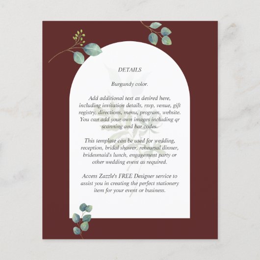 バジェット葉ユーカリーオーバーレイ結婚アーチズ (裏面)