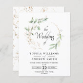 バジェット葉ユーカリ結婚ス&金ゴールド素朴ズ (正面/裏面)