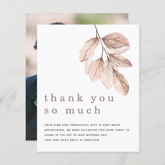 バジェット葉赤面Newlywed写真ありがとう (正面/裏面)