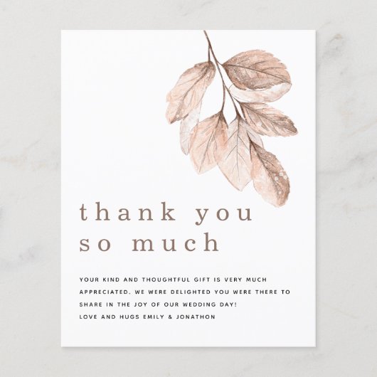 バジェット葉赤面Newlywed写真ありがとう (正面)