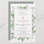 バジェット葉金ゴールド結婚セージの大きな招待状 (正面/裏面)