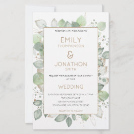 バジェット葉金ゴールド結婚セージの大きな招待状