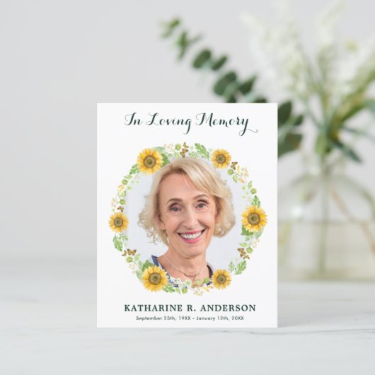 バジェット葬儀ひまわりフォト悔やみや弔慰ありがとう (スタンド正面)