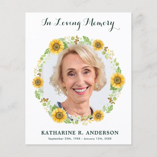 バジェット葬儀ひまわりフォト悔やみや弔慰ありがとう (正面)