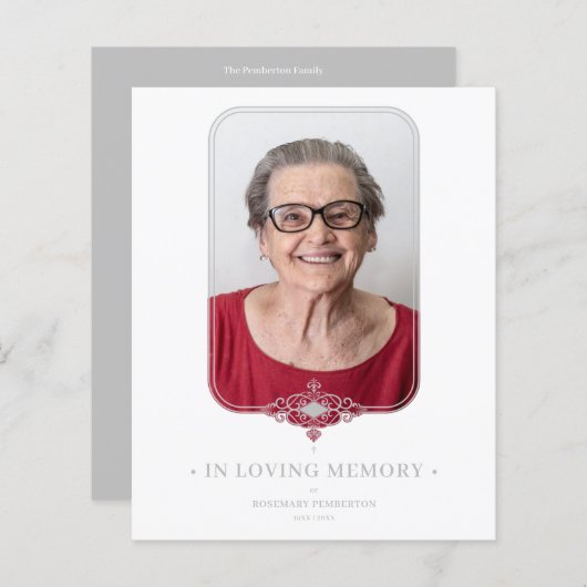 バジェット葬儀グレー装飾レース効果写真 (正面/裏面)